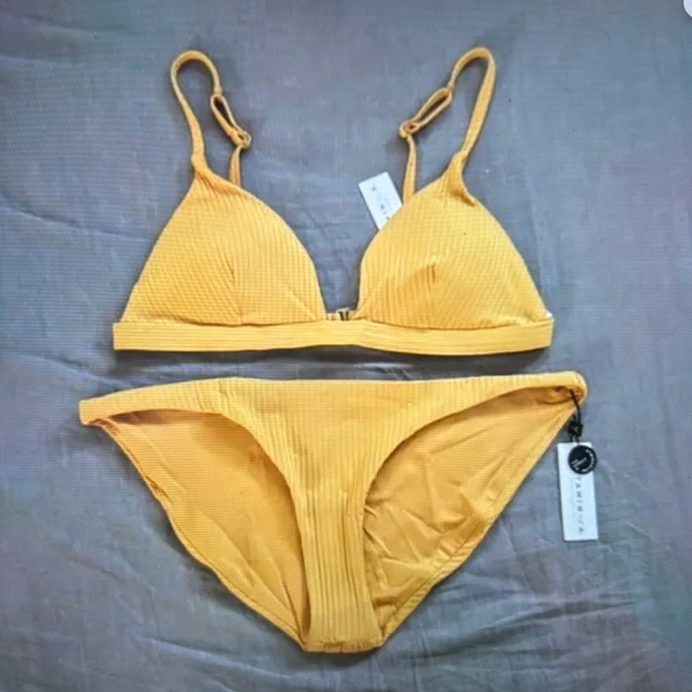 Vitamin A Moss Luciana Bikini Set Yellow Ribbed
